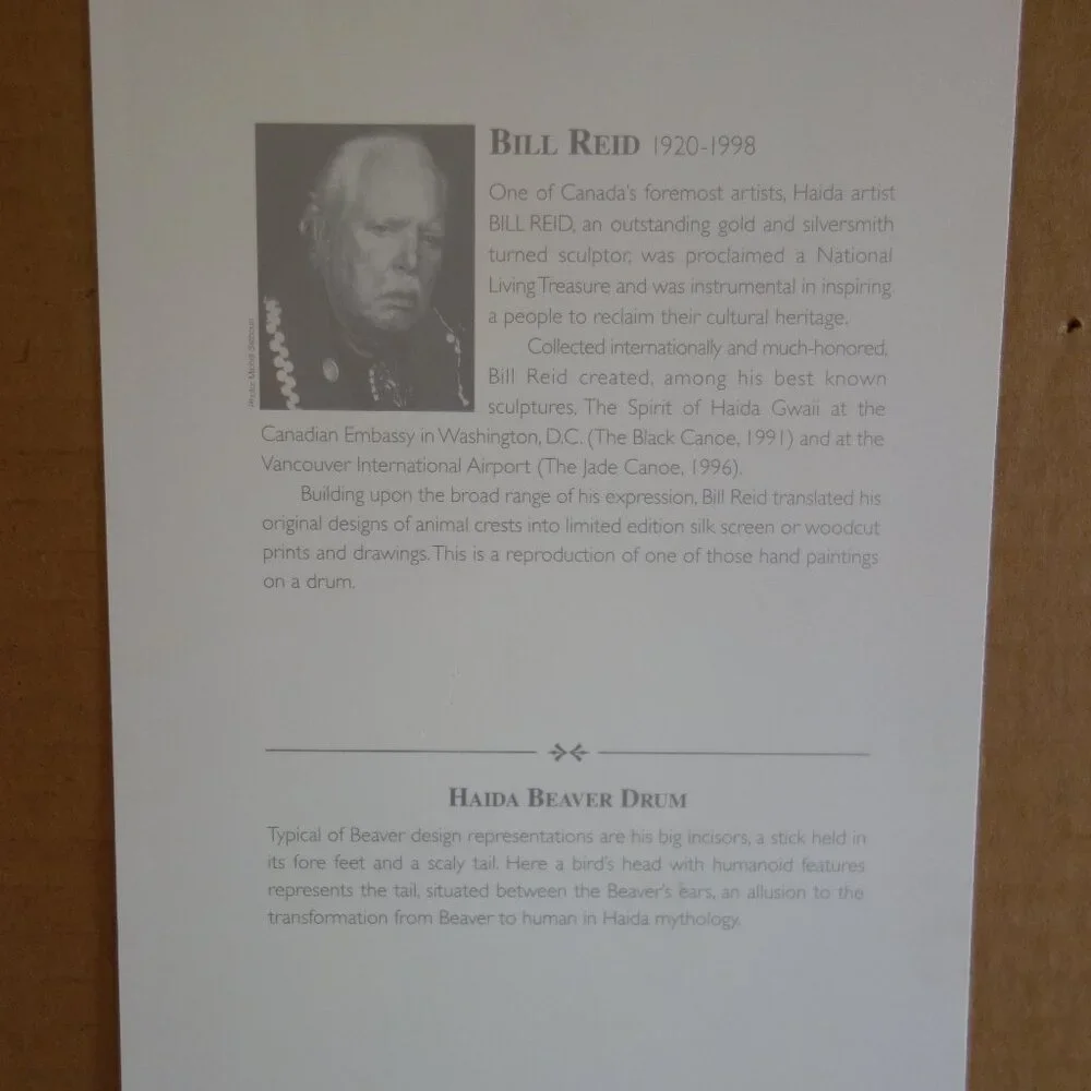 BILL REID Signed Silver Embossed Haida Beaver Drum (Matted & Framed) - Picture 4 of 5